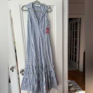 Nautical Striped Maxi Dress with Ruffle Hem
